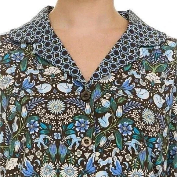 Vera Bradley Women's Notch Collar PJ Set Green NWT - Picture 3 of 5